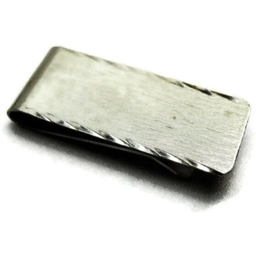 Act II Money Clip Etched Stainless Steel Credit Card Cash Silver Tone Engravable